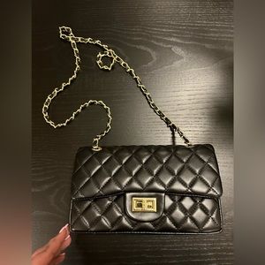 Classic Black Flap Bag with Chain Strap
